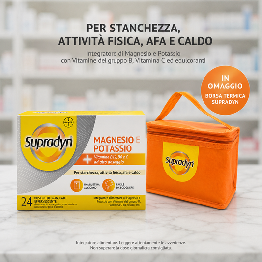 Supradyn Magnesio e Potassio – 24 Bustine Effervescenti + Omaggio Borsa Termica