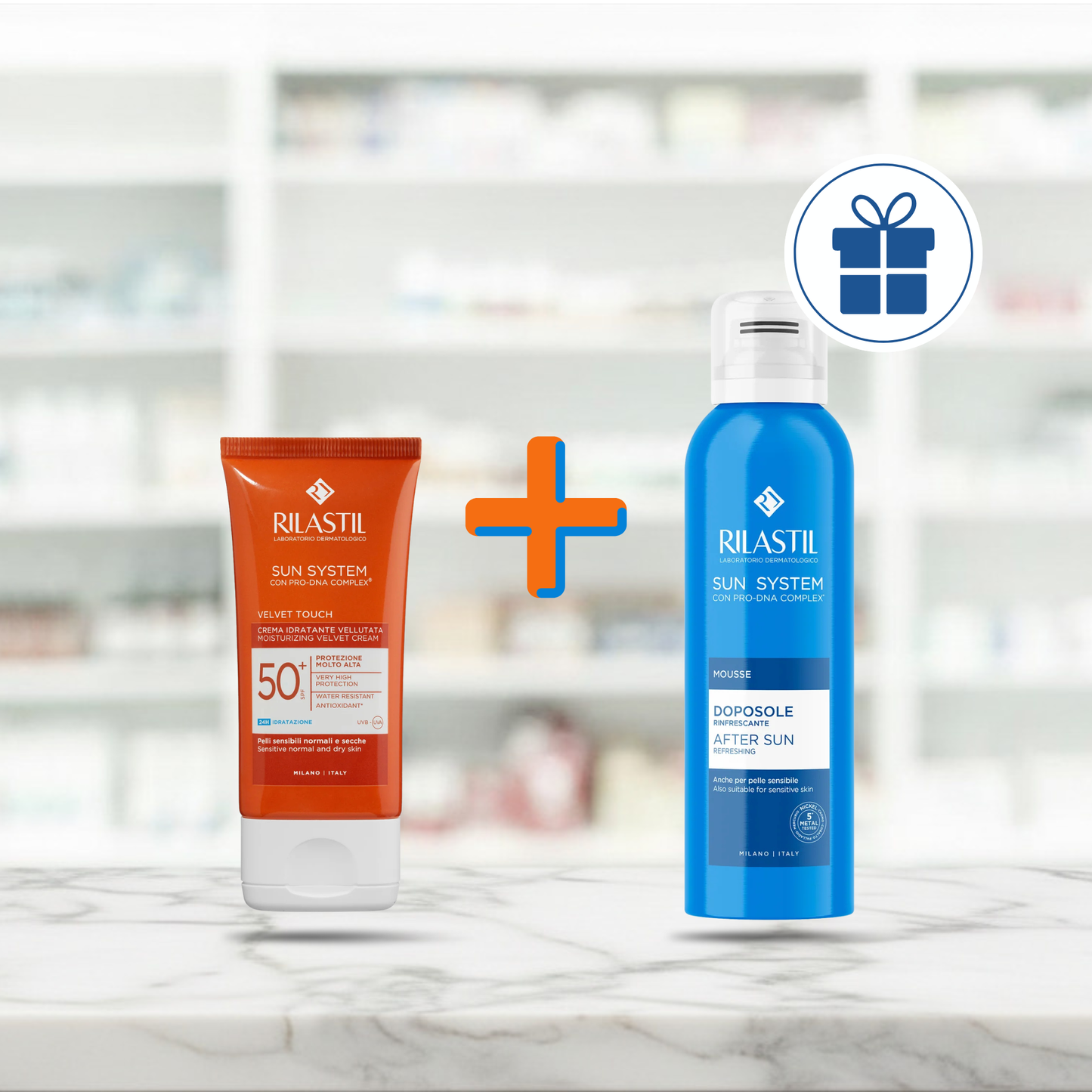 COMBO Rilastil Sun System PPT SPF50+ Crema Vellutata + Mousse Doposole